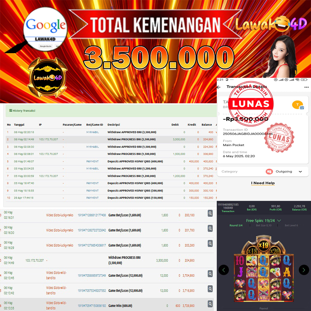 🎉 Selamat untuk Member Setia LAWAK4D! Kemenangan Anda telah berhasil diproses dengan cepat & aman.