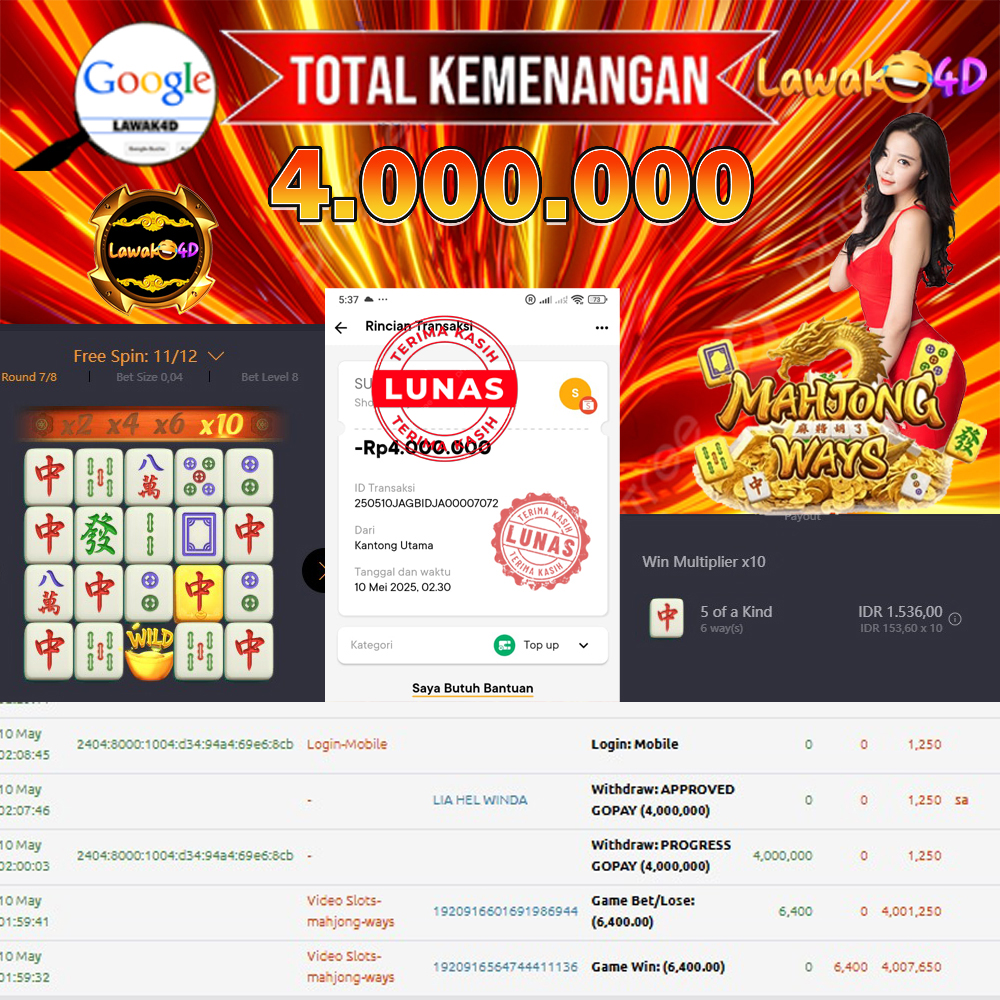 🎉 Selamat untuk Member Setia LAWAK4D! Kemenangan Anda telah berhasil diproses dengan cepat & aman.