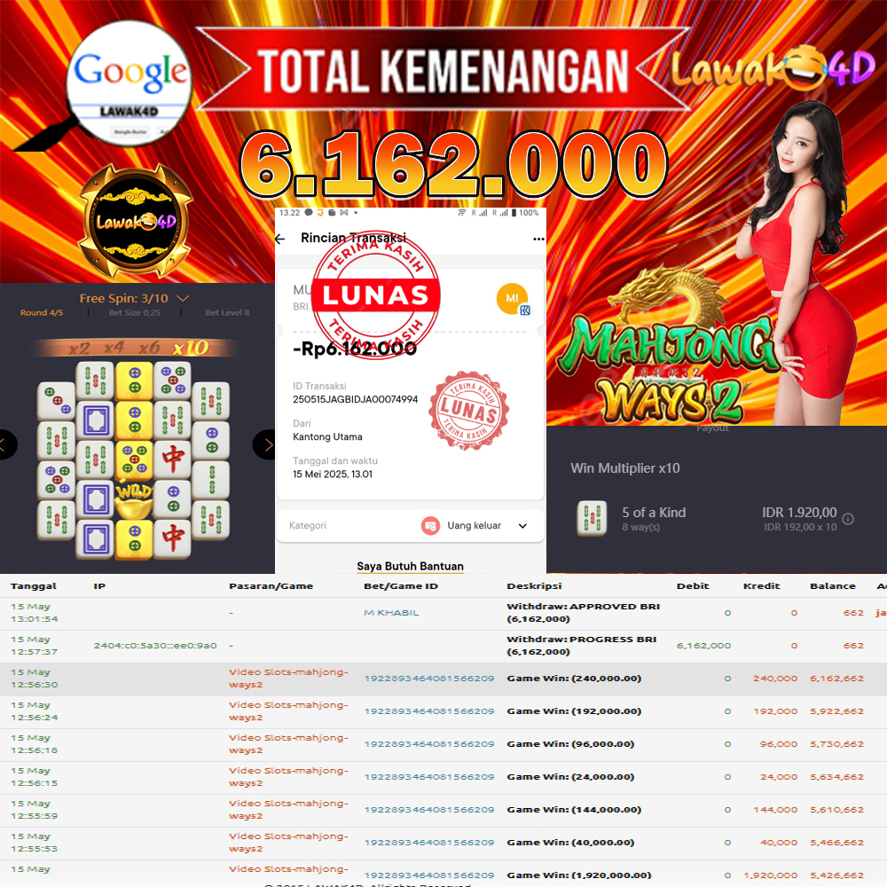 🎉 Selamat untuk Member Setia LAWAK4D! Kemenangan Anda telah berhasil diproses dengan cepat & aman.