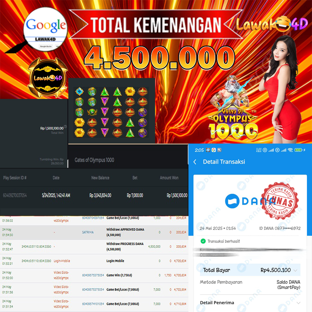 🎉 Selamat untuk Member Setia LAWAK4D! Kemenangan Anda telah berhasil diproses dengan cepat & aman.