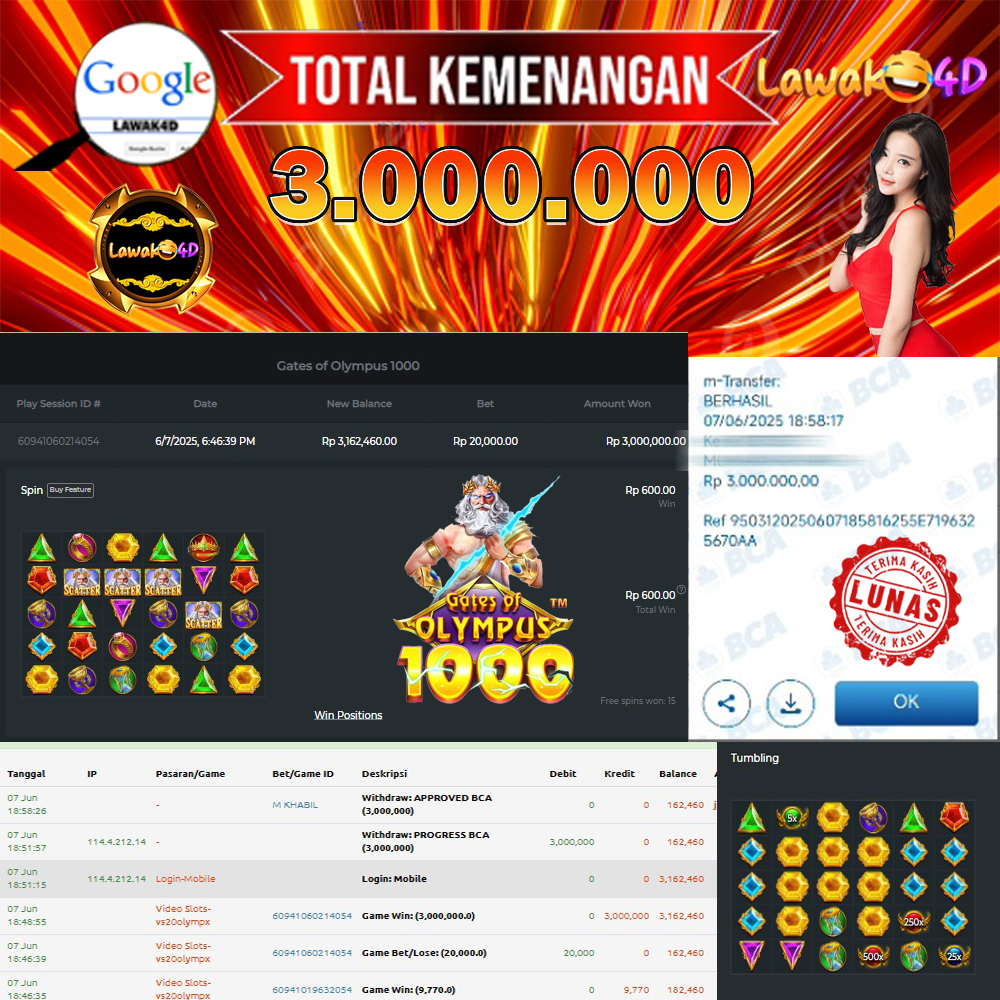 🎉 Selamat untuk Member Setia LAWAK4D! Kemenangan Anda telah berhasil diproses dengan cepat & aman.