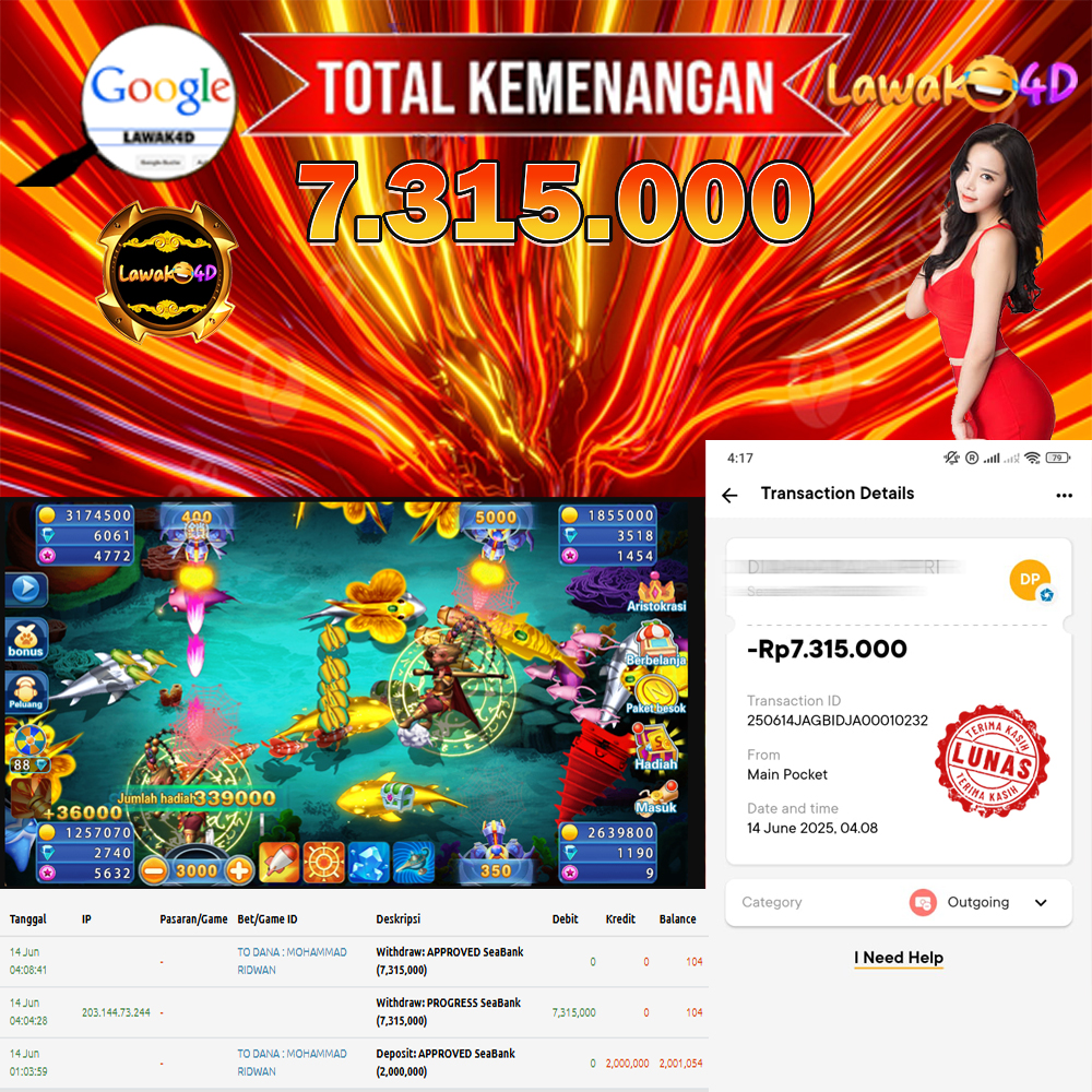 🎉 Selamat untuk Member Setia LAWAK4D! Kemenangan Anda telah berhasil diproses dengan cepat & aman.