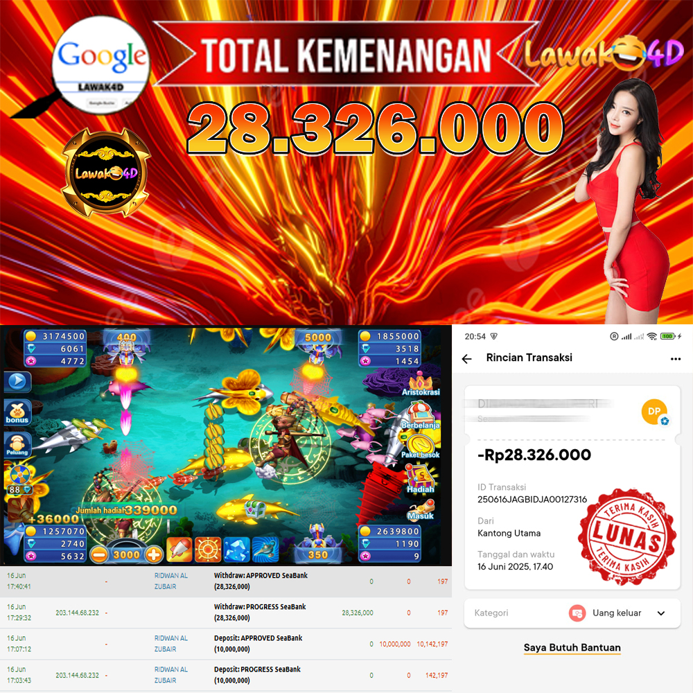 🎉 Selamat untuk Member Setia LAWAK4D! Kemenangan Anda telah berhasil diproses dengan cepat & aman.