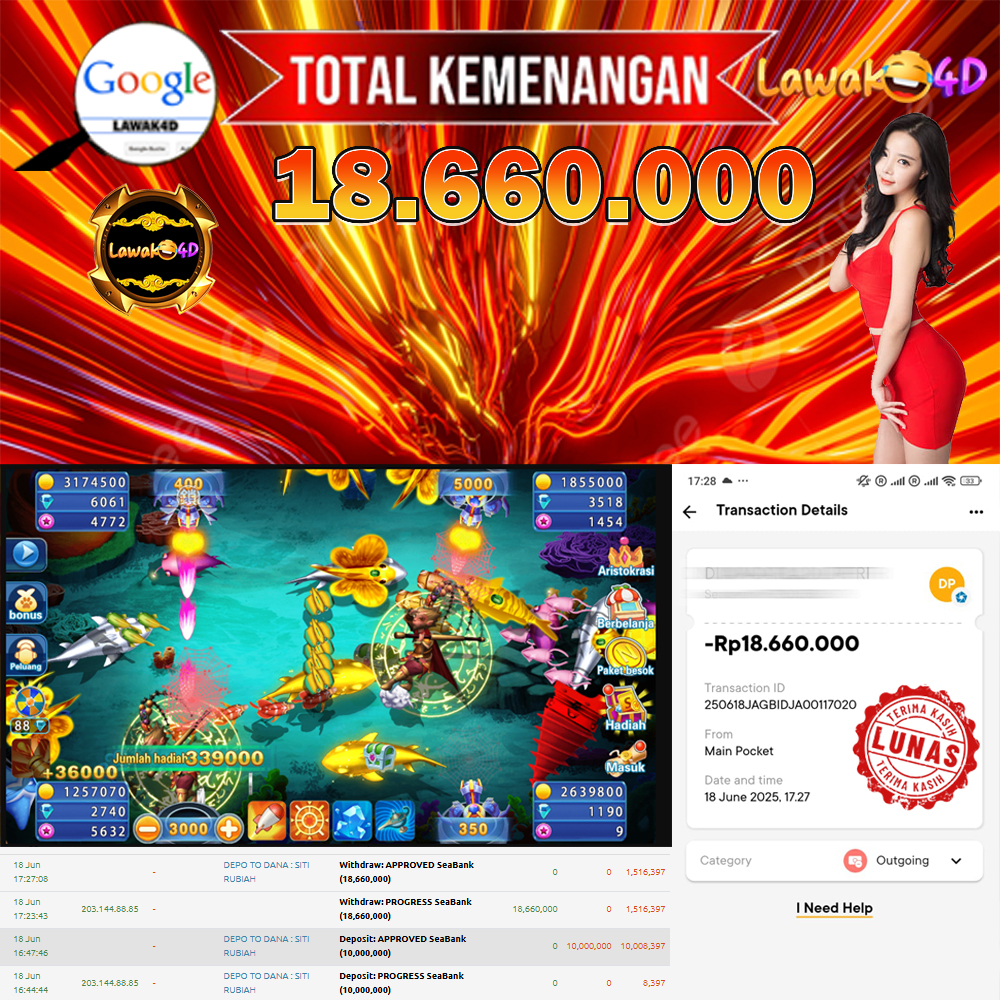 🎉 Selamat untuk Member Setia LAWAK4D! Kemenangan Anda telah berhasil diproses dengan cepat & aman.