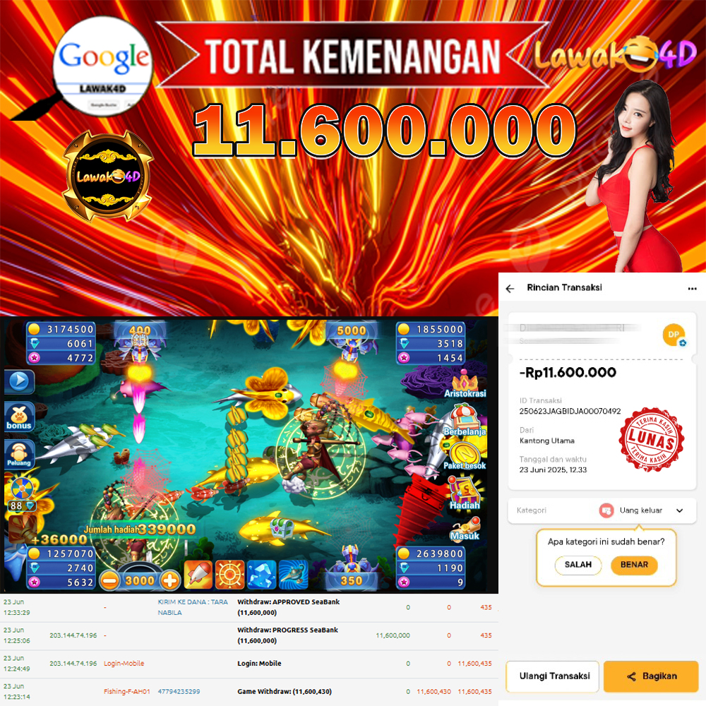 🎉 Selamat untuk Member Setia LAWAK4D! Kemenangan Anda telah berhasil diproses dengan cepat & aman.