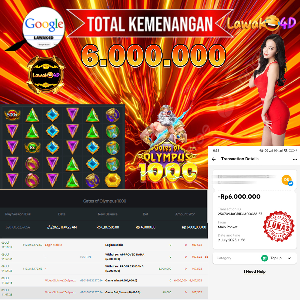 🎉 Selamat untuk Member Setia LAWAK4D! Kemenangan Anda telah berhasil diproses dengan cepat & aman.