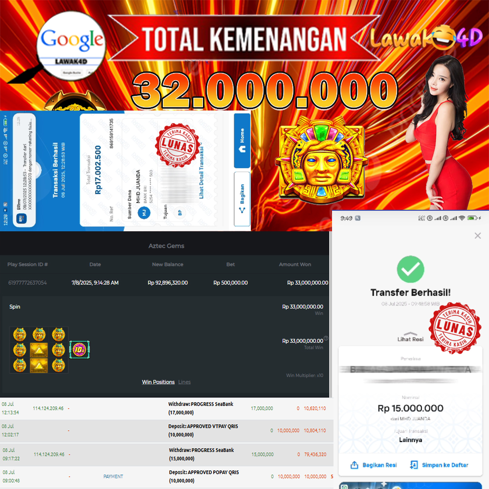 🎉 Selamat untuk Member Setia LAWAK4D! Kemenangan Anda telah berhasil diproses dengan cepat & aman.