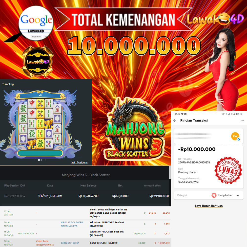 🎉 Selamat untuk Member Setia LAWAK4D! Kemenangan Anda telah berhasil diproses dengan cepat & aman.