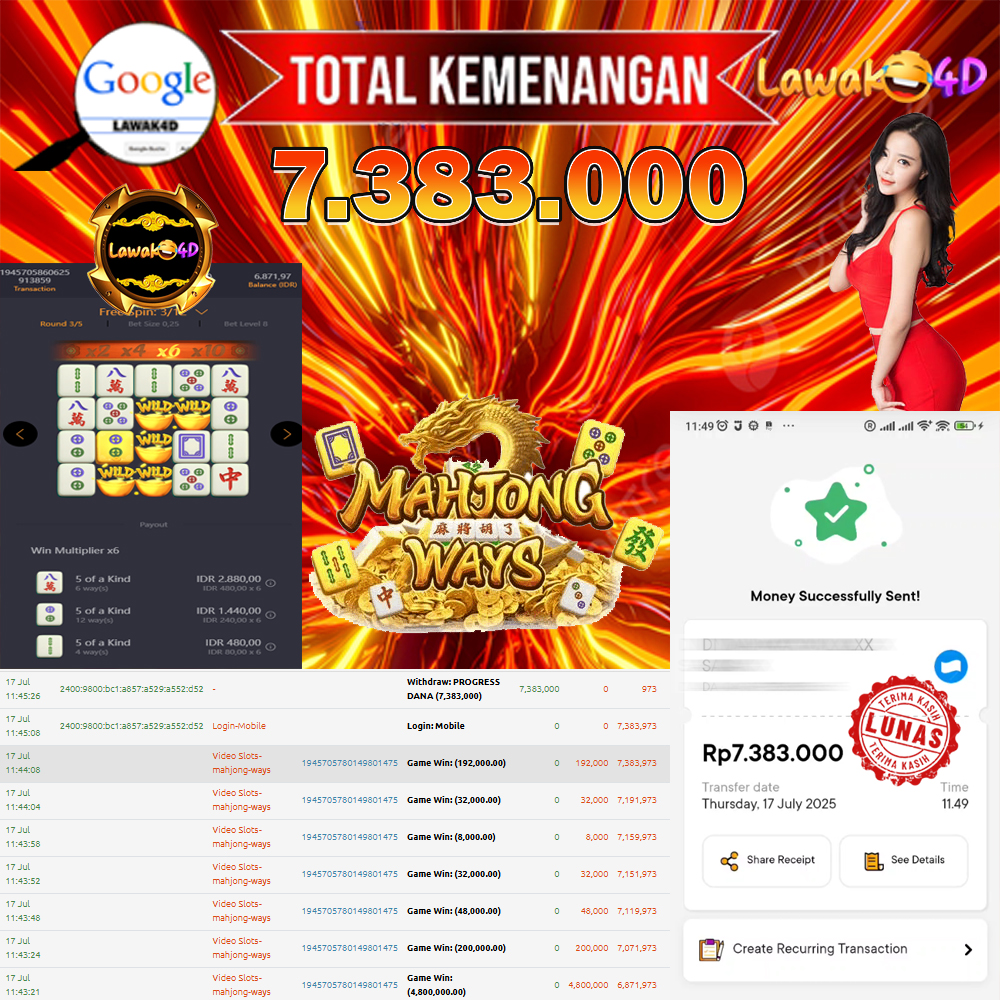 🎉 Selamat untuk Member Setia LAWAK4D! Kemenangan Anda telah berhasil diproses dengan cepat & aman.