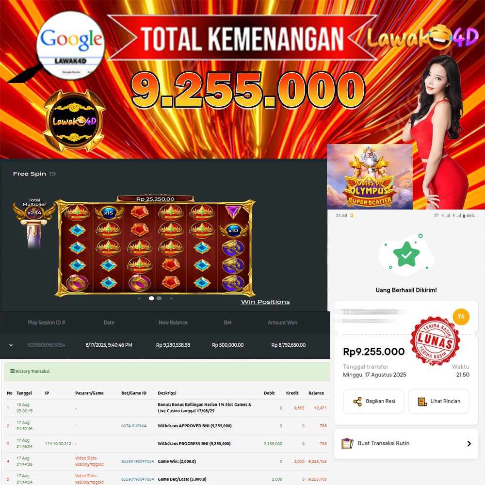 🎉 Selamat untuk Member Setia LAWAK4D! Kemenangan Anda telah berhasil diproses dengan cepat & aman.