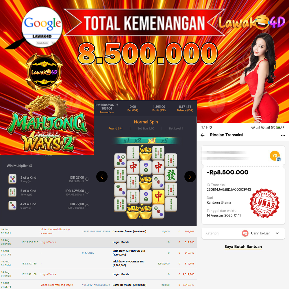 🎉 Selamat untuk Member Setia LAWAK4D! Kemenangan Anda telah berhasil diproses dengan cepat & aman.