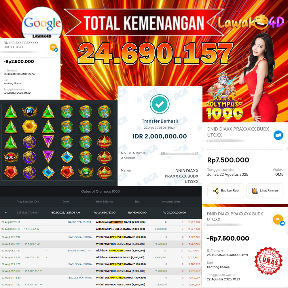 🎉 Selamat untuk Member Setia LAWAK4D! Kemenangan Anda telah berhasil diproses dengan cepat & aman.