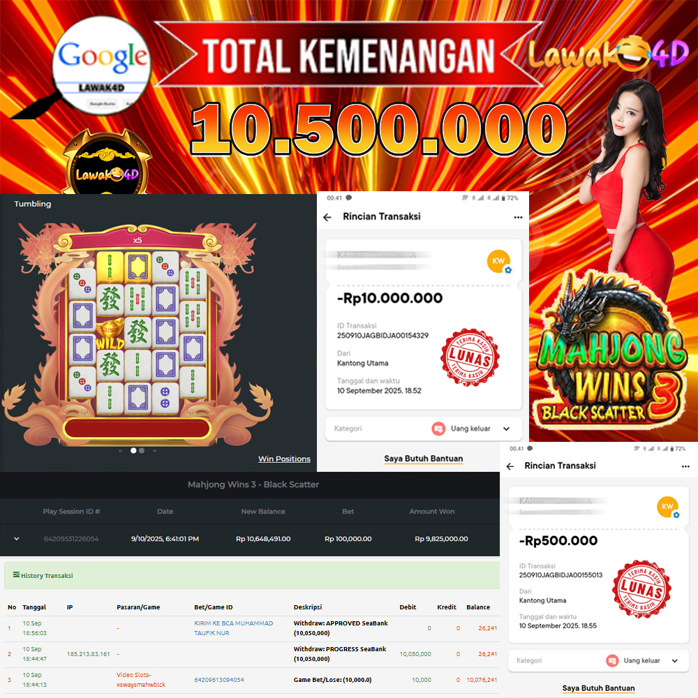 🎉 Selamat untuk Member Setia LAWAK4D! Kemenangan Anda telah berhasil diproses dengan cepat & aman.