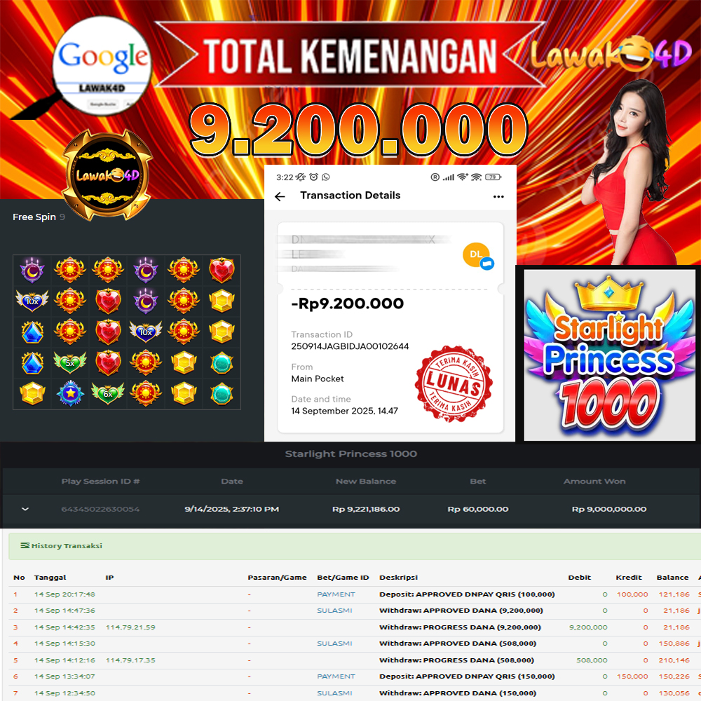 🎉 Selamat untuk Member Setia LAWAK4D! Kemenangan Anda telah berhasil diproses dengan cepat & aman.