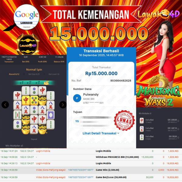 🎉 Selamat untuk Member Setia LAWAK4D! Kemenangan Anda telah berhasil diproses dengan cepat & aman.