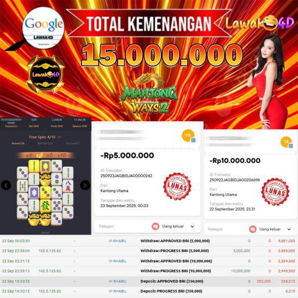 🎉 Selamat untuk Member Setia LAWAK4D! Kemenangan Anda telah berhasil diproses dengan cepat & aman.