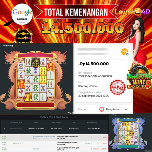 🎉 Selamat untuk Member Setia LAWAK4D! Kemenangan Anda telah berhasil diproses dengan cepat & aman.