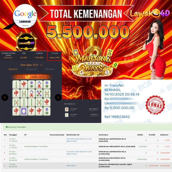 🎉 Selamat untuk Member Setia LAWAK4D! Kemenangan Anda telah berhasil diproses dengan cepat & aman.