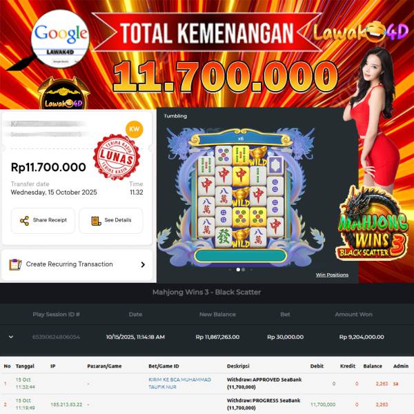 🎉 Selamat untuk Member Setia LAWAK4D! Kemenangan Anda telah berhasil diproses dengan cepat & aman.