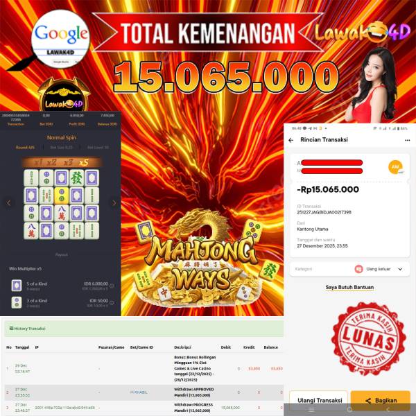 🎉 Selamat untuk Member Setia LAWAK4D! Kemenangan Anda telah berhasil diproses dengan cepat & aman.