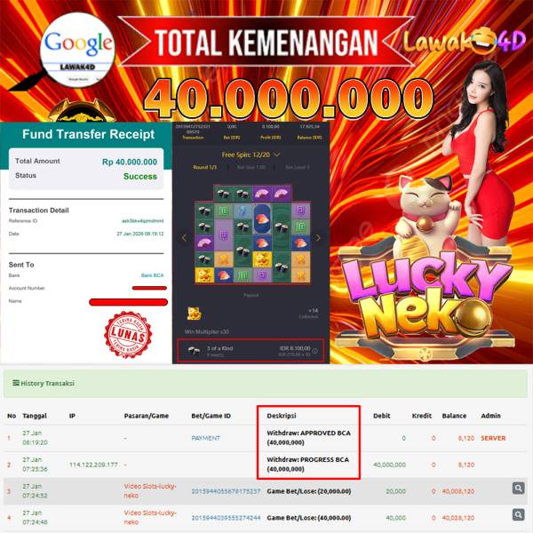🎉 Selamat untuk Member Setia LAWAK4D! Kemenangan Anda telah berhasil diproses dengan cepat & aman.