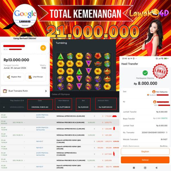 🎉 Selamat untuk Member Setia LAWAK4D! Kemenangan Anda telah berhasil diproses dengan cepat & aman.