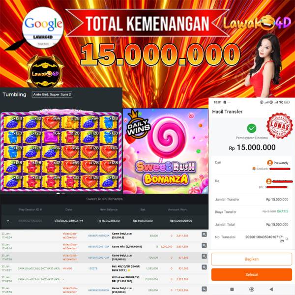 🎉 Selamat untuk Member Setia LAWAK4D! Kemenangan Anda telah berhasil diproses dengan cepat & aman.