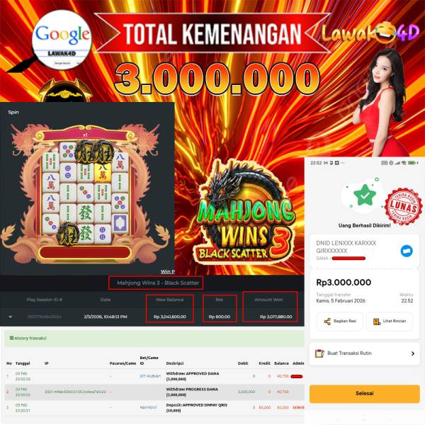 🎉 Selamat untuk Member Setia LAWAK4D! Kemenangan Anda telah berhasil diproses dengan cepat & aman.