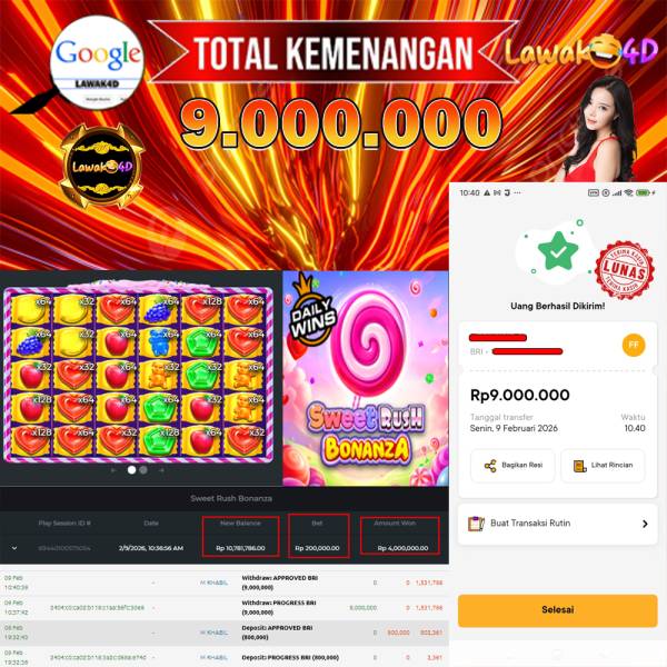 🎉 Selamat untuk Member Setia LAWAK4D! Kemenangan Anda telah berhasil diproses dengan cepat & aman.
