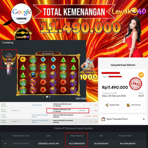 🎉 Selamat untuk Member Setia LAWAK4D! Kemenangan Anda telah berhasil diproses dengan cepat & aman.