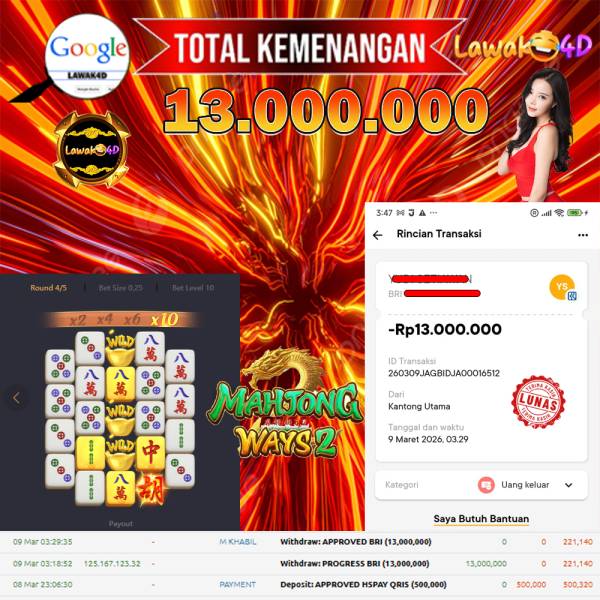 🎉 Selamat untuk Member Setia LAWAK4D! Kemenangan Anda telah berhasil diproses dengan cepat & aman.